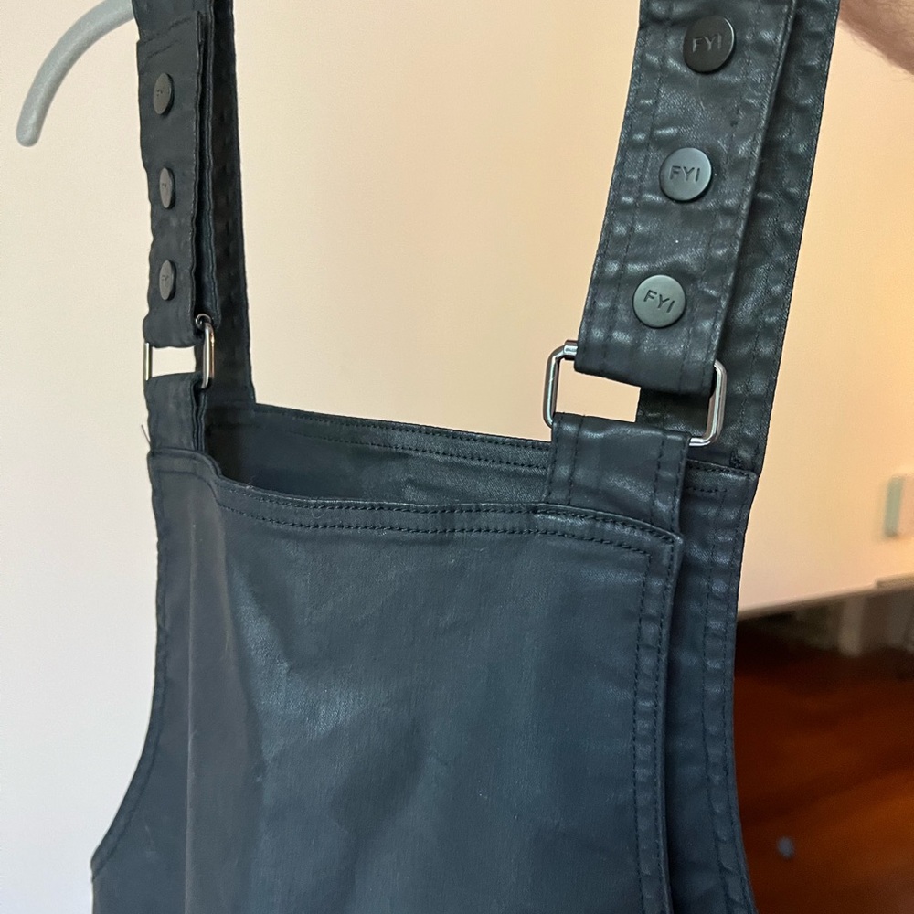 FYI Black Faux Matte Leather Jumpsuit